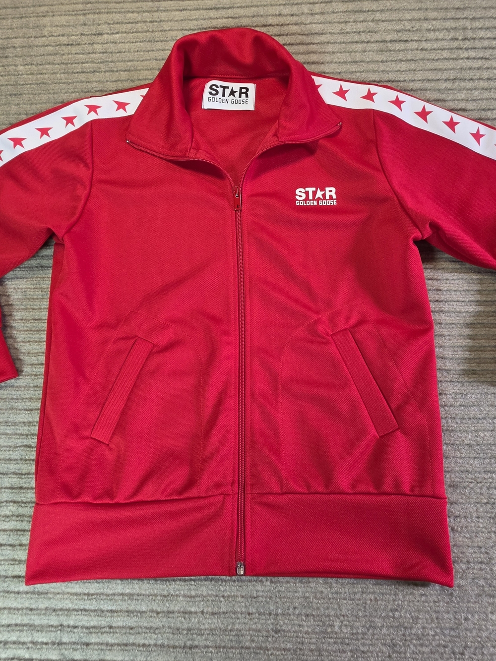 Golden Goose Star Full-Zip Track Jacket Red/White Stars Women’s XS. EUC